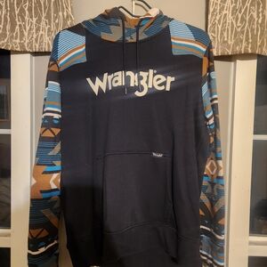 Wrangler Women's Black and Blue Geometric Hoodie